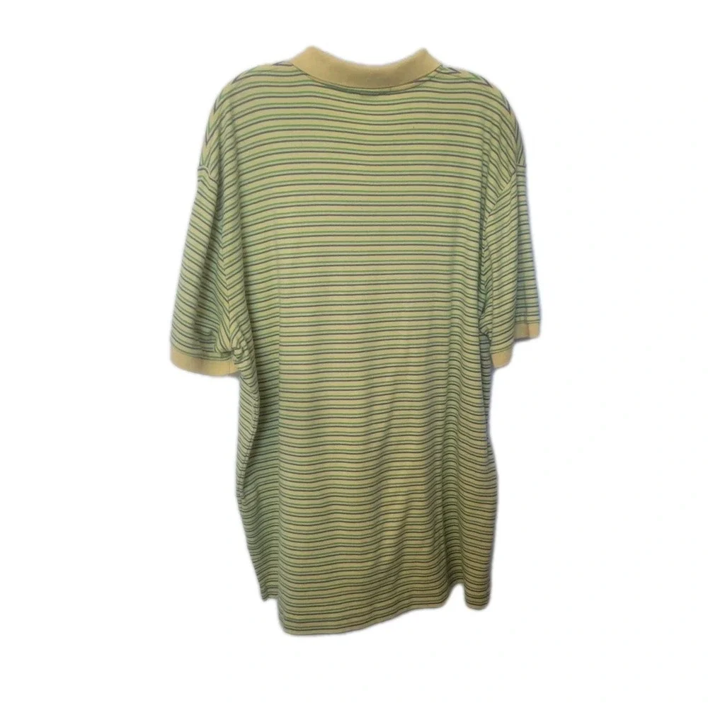 Vintage Ralph Lauren Polo Rugby Shirt yellow & blue striped pique‎ cotton sz XL